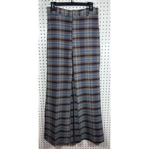 Free People Jules Trousers Pants Women Plaid Wide Leg Flare size 10